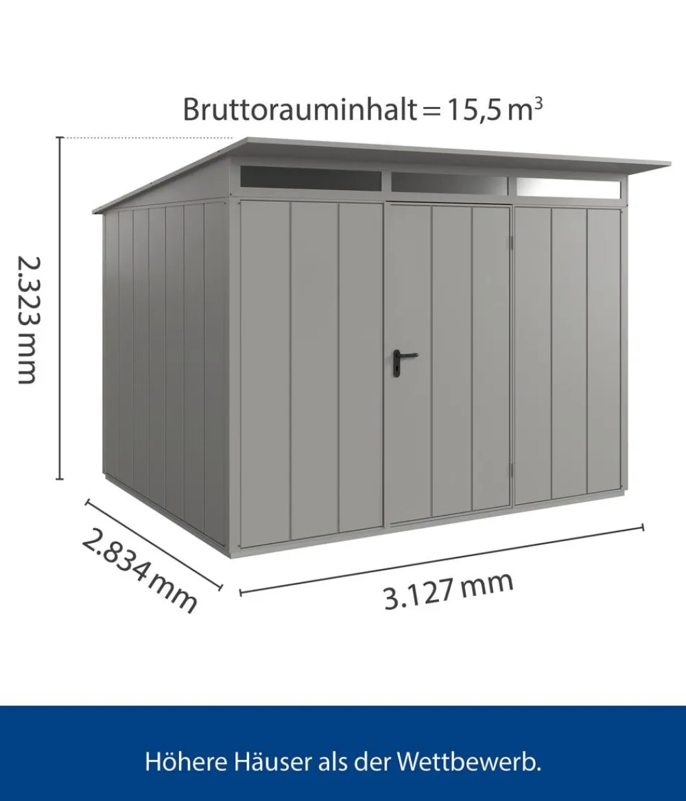 Hörmann Gartenhäuser & Gerätehäuser > Berry-Gerätehaus Modern-P Typ 3, ca. B312,7/H232,3/T283,4 cm