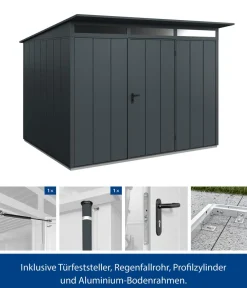 Hörmann Berry-Gerätehaus Modern-P Typ 3, ca. B312,7/H232,3/T283,4 cm Anthrazit Hot