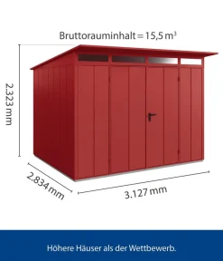 Hörmann Gartenhäuser & Gerätehäuser > Berry-Gerätehaus Modern-P Typ 3, ca. B312,7/H232,3/T283,4 cm