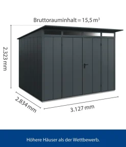 Hörmann Gartenhäuser & Gerätehäuser > Berry-Gerätehaus Modern-P Typ 3, ca. B312,7/H232,3/T283,4 cm