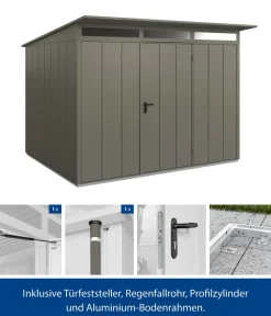 Hörmann Gartenhäuser & Gerätehäuser - Berry-Gerätehaus Modern-P Typ 3, ca. B312,7/H232,3/T283,4 cm Quarzgrau