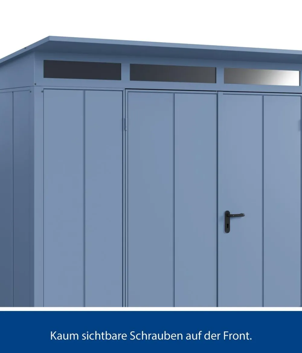 Hörmann Gartenhäuser & Gerätehäuser - Berry-Gerätehaus Modern-P Typ 3, ca. B312,7/H232,3/T283,4 cm Taubenblau