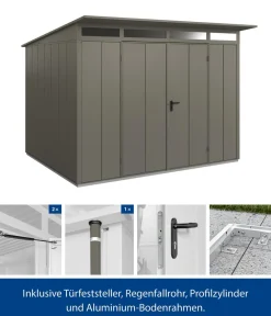 Hörmann Gartenhäuser & Gerätehäuser - Berry-Gerätehaus Modern-P Typ 3, ca. B312,7/H232,3/T283,4 cm Quarzgrau