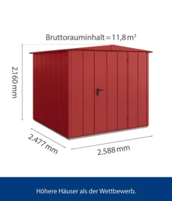 Hörmann Gartenhäuser & Gerätehäuser - Berry-Gerätehaus Modern-S Typ 2, ca. B258,8/H216/T247,7 cm Purpurrot