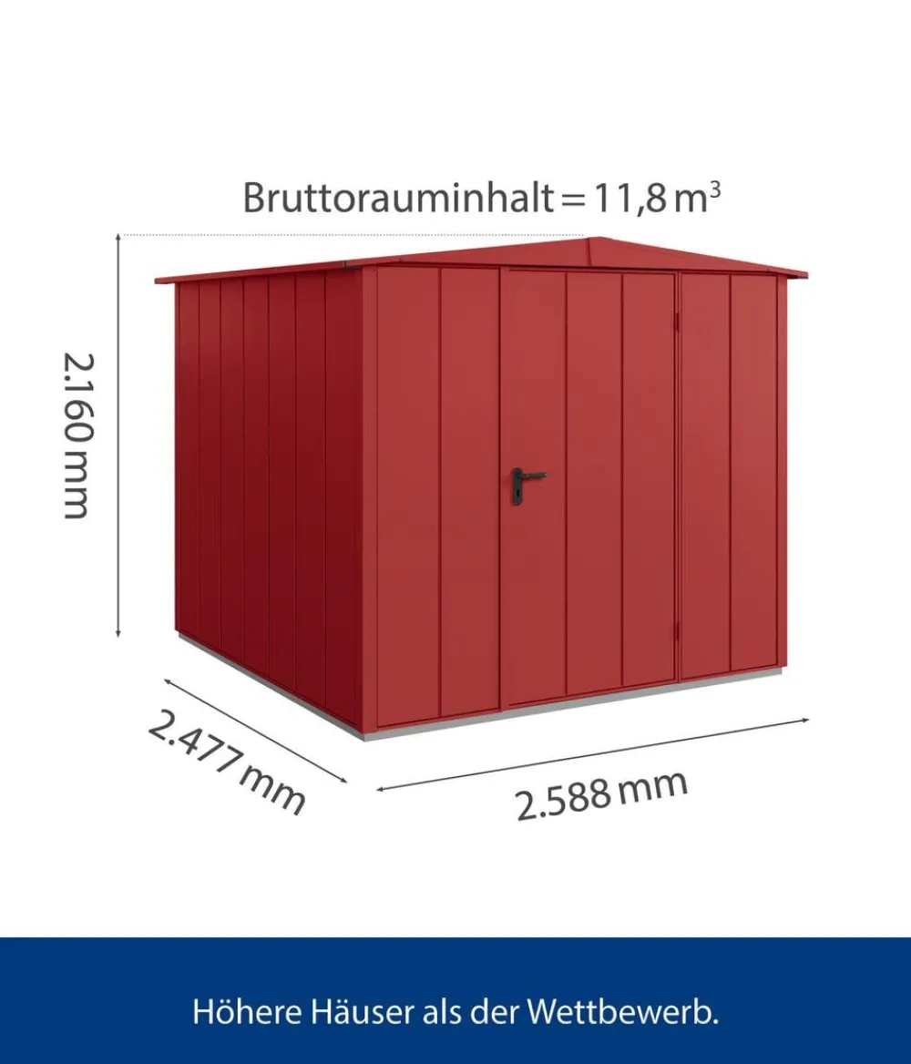Hörmann Gartenhäuser & Gerätehäuser - Berry-Gerätehaus Modern-S Typ 2, ca. B258,8/H216/T247,7 cm Purpurrot