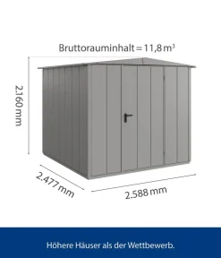 Hörmann Berry-Gerätehaus Modern-S Typ 2, ca. B258,8/H216/T247,7 cm Graualuminium Online