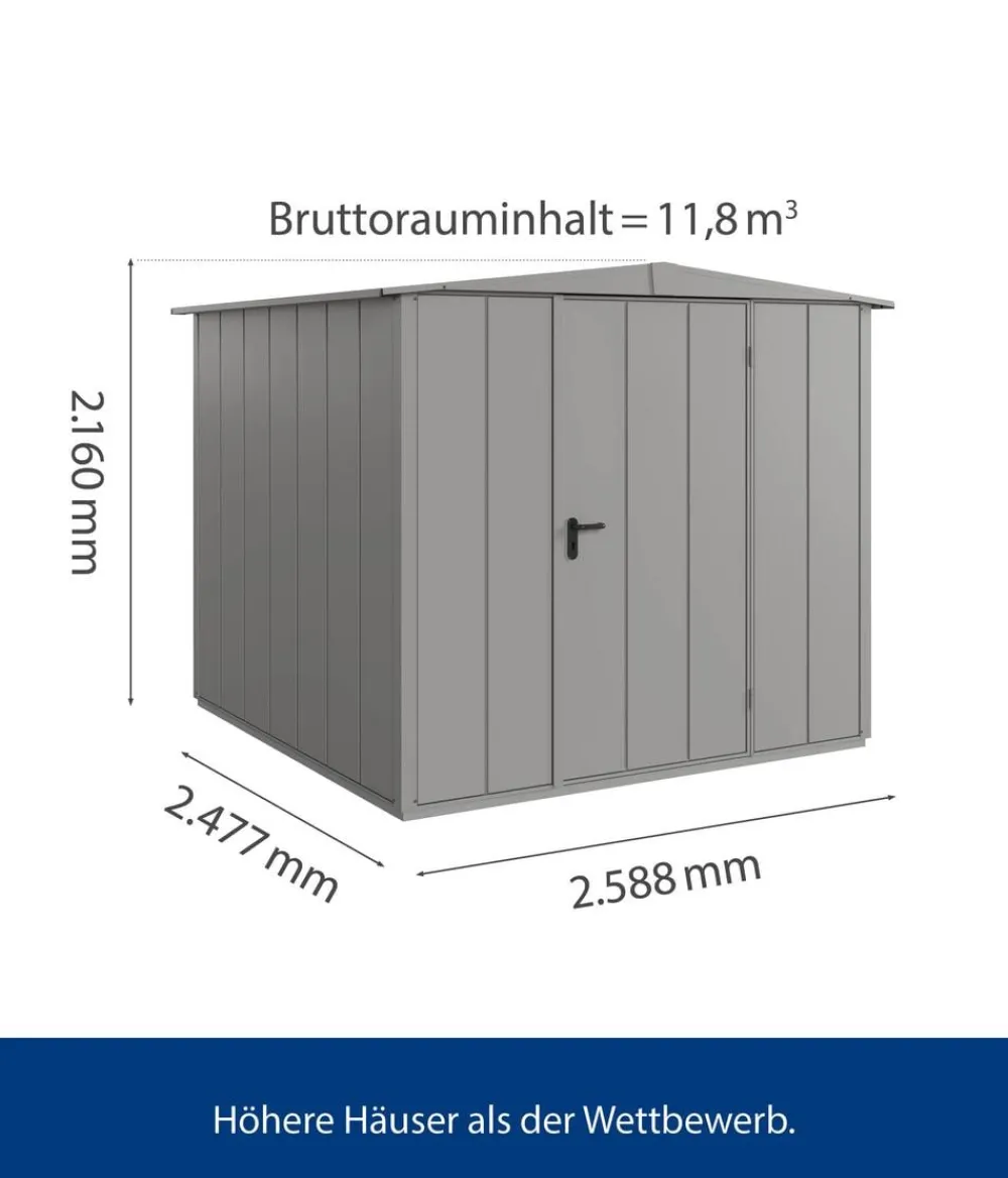 Hörmann Berry-Gerätehaus Modern-S Typ 2, ca. B258,8/H216/T247,7 cm Graualuminium Online