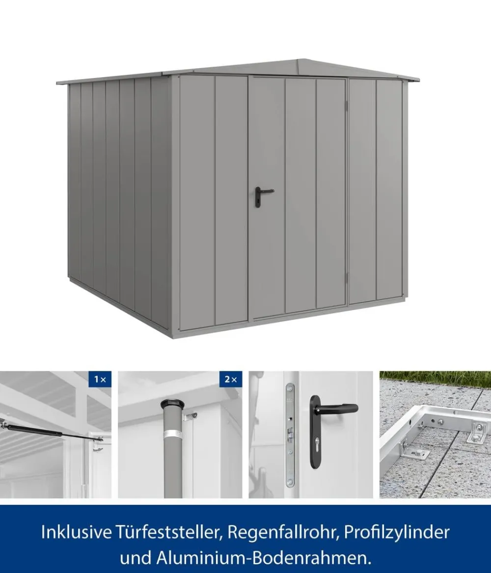 Hörmann Berry-Gerätehaus Modern-S Typ 2, ca. B258,8/H216/T247,7 cm Graualuminium Online