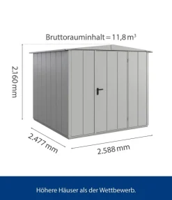 Hörmann Gartenhäuser & Gerätehäuser - Berry-Gerätehaus Modern-S Typ 2, ca. B258,8/H216/T247,7 cm Fenstergrau