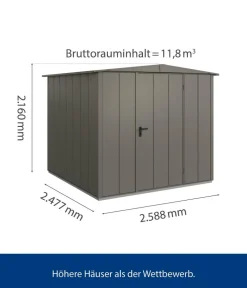 Hörmann Gartenhäuser & Gerätehäuser > Berry-Gerätehaus Modern-S Typ 2, ca. B258,8/H216/T247,7 cm