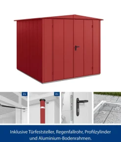 Hörmann Berry-Gerätehaus Modern-S Typ 2, ca. B258,8/H216/T247,7 cm Purpurrot New