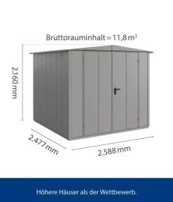 Hörmann Berry-Gerätehaus Modern-S Typ 2, ca. B258,8/H216/T247,7 cm Graualuminium Discount