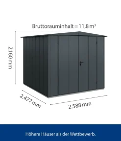Hörmann Gartenhäuser & Gerätehäuser > Berry-Gerätehaus Modern-S Typ 2, ca. B258,8/H216/T247,7 cm