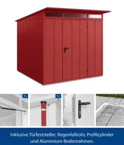 Hörmann Gartenhäuser & Gerätehäuser - Berry-Gerätehaus Modern-P Typ 2, ca. B247,9/H232,3/T283,4 cm Purpurrot