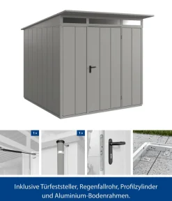 Hörmann Berry-Gerätehaus Modern-P Typ 2, ca. B247,9/H232,3/T283,4 cm Graualuminium New