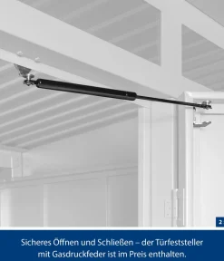 Hörmann Berry-Gerätehaus Modern-P Typ 2, ca. B247,9/H232,3/T283,4 cm Taubenblau Discount