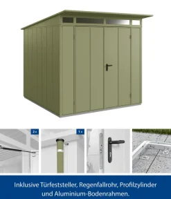 Hörmann Gartenhäuser & Gerätehäuser - Berry-Gerätehaus Modern-P Typ 2, ca. B247,9/H232,3/T283,4 cm Quarzgrau