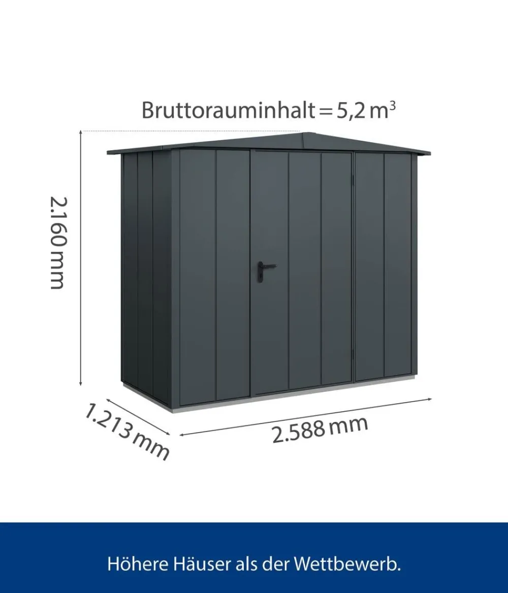 Hörmann Berry-Gerätehaus Modern-S Typ 1, ca. B258,8/H216/T121,3 cm Anthrazit Outlet