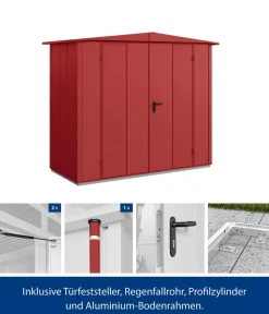 Hörmann Berry-Gerätehaus Modern-S Typ 1, ca. B258,8/H216/T121,3 cm Purpurrot Discount