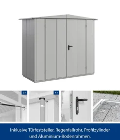 Hörmann Gartenhäuser & Gerätehäuser - Berry-Gerätehaus Modern-S Typ 1, ca. B258,8/H216/T121,3 cm Weißaluminium