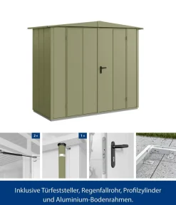 Hörmann Berry-Gerätehaus Modern-S Typ 1, ca. B258,8/H216/T121,3 cm Schilfgrün Sale