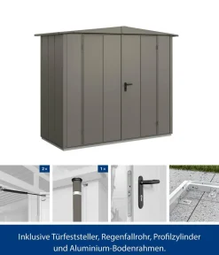 Hörmann Gartenhäuser & Gerätehäuser - Berry-Gerätehaus Modern-S Typ 1, ca. B258,8/H216/T121,3 cm Quarzgrau