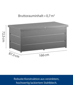 Hörmann Aufbewahrungsboxen - Gartenbox Juno Modern 1620, 700 Liter, ca. B166/H72,5/T87,5 cm Graualuminium