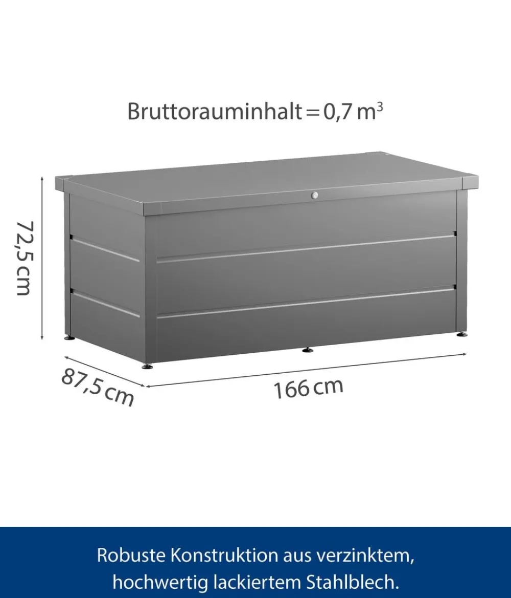 Hörmann Aufbewahrungsboxen - Gartenbox Juno Modern 1620, 700 Liter, ca. B166/H72,5/T87,5 cm Graualuminium