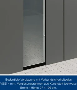 Hörmann Juno VSG-Echtglas Wandelement M/L-Sk, , ca. B50/H208 cm Graualuminium Outlet