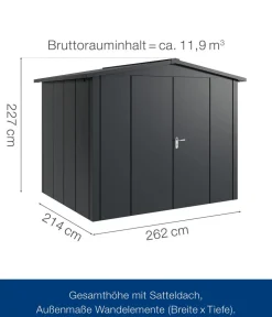 Hörmann Gartenhäuser & Gerätehäuser > Metallgerätehaus Juno JSD9 L-Sk Motiv Design mit Doppeltür, ca. B285/H227/T237 cm