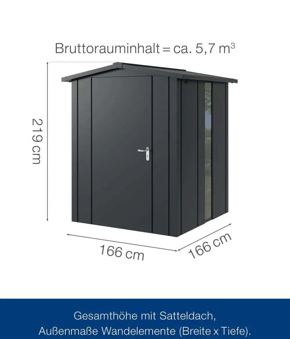 Hörmann Gartenhäuser & Gerätehäuser > Metallgerätehaus Juno JSD2 L-Sk Motiv Design bodentiefes Fenster, ca. B189/H219/T181 cm