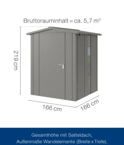 Hörmann Metallgerätehaus Juno JSD2 L-Sk Motiv Design bodentiefes Fenster, ca. B189/H219/T181 cm Graualuminium Hot