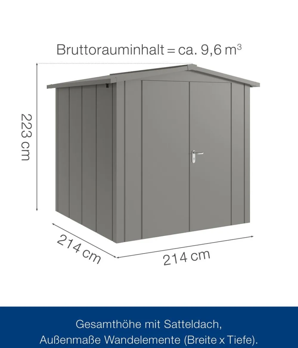 Hörmann Metallgerätehaus Juno JSD5 L-Sk Motiv Design mit Doppeltür, ca. B237/H223/T229 cm Graualuminium Discount