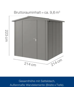 Hörmann Metallgerätehaus Juno JSD5 L-Sk Motiv Design, ca. B237/H223/T229 cm Graualuminium Clearance