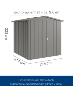 Hörmann Gartenhäuser & Gerätehäuser > Metallgerätehaus Juno JSD5 M-Sk Motiv Modern mit Doppeltür, ca. B237/H223/T229 cm