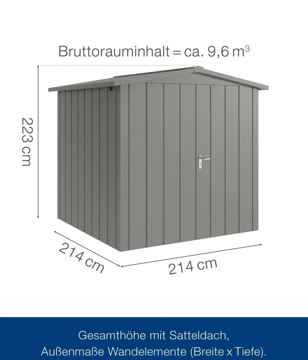 Hörmann Gartenhäuser & Gerätehäuser > Metallgerätehaus Juno JSD5 M-Sk Motiv Modern mit Doppeltür, ca. B237/H223/T229 cm