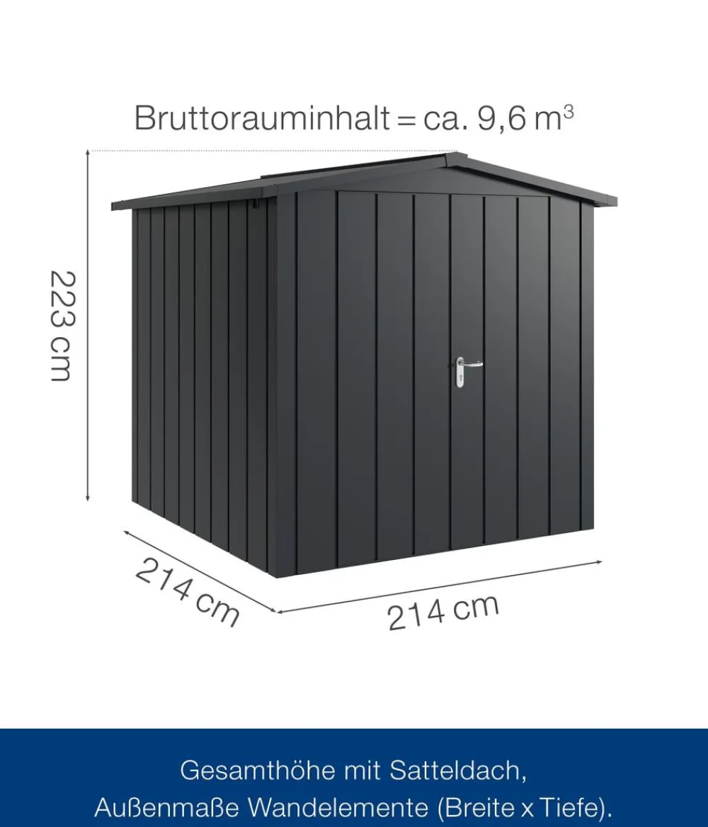 Hörmann Metallgerätehaus Juno JSD5 M-Sk Motiv Modern mit Doppeltür, ca. B237/H223/T229 cm Anthrazit Outlet
