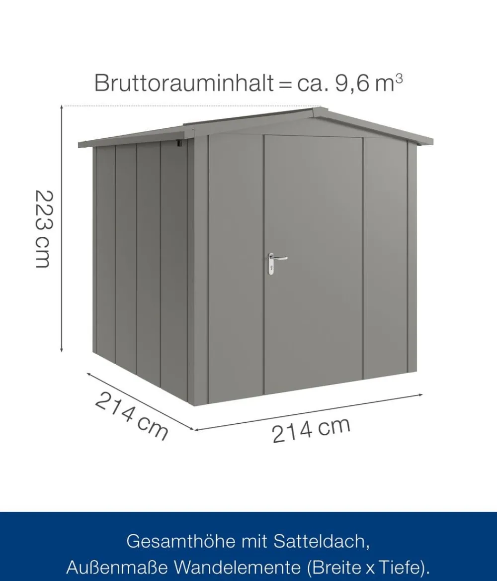 Hörmann Gartenhäuser & Gerätehäuser - Metallgerätehaus Juno JSD5 L-Sk Motiv Design, ca. B237/H223/T229 cm Graualuminium