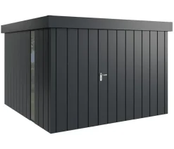 Hörmann Gartenhäuser & Gerätehäuser - Metallgerätehaus Juno JFD14 M-Sk Motiv Modern bodentiefes Fenster, ca. B325/H222/T325 cm Anthrazit