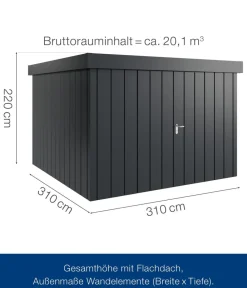 Hörmann Gartenhäuser & Gerätehäuser - Metallgerätehaus Juno JFD14 M-Sk Motiv Modern mit Doppeltür, ca. B325/H222/T325 cm Anthrazit