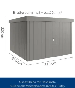 Hörmann Metallgerätehaus Juno JFD14 M-Sk Motiv Modern mit Doppeltür, ca. B325/H222/T325 cm Graualuminium Discount