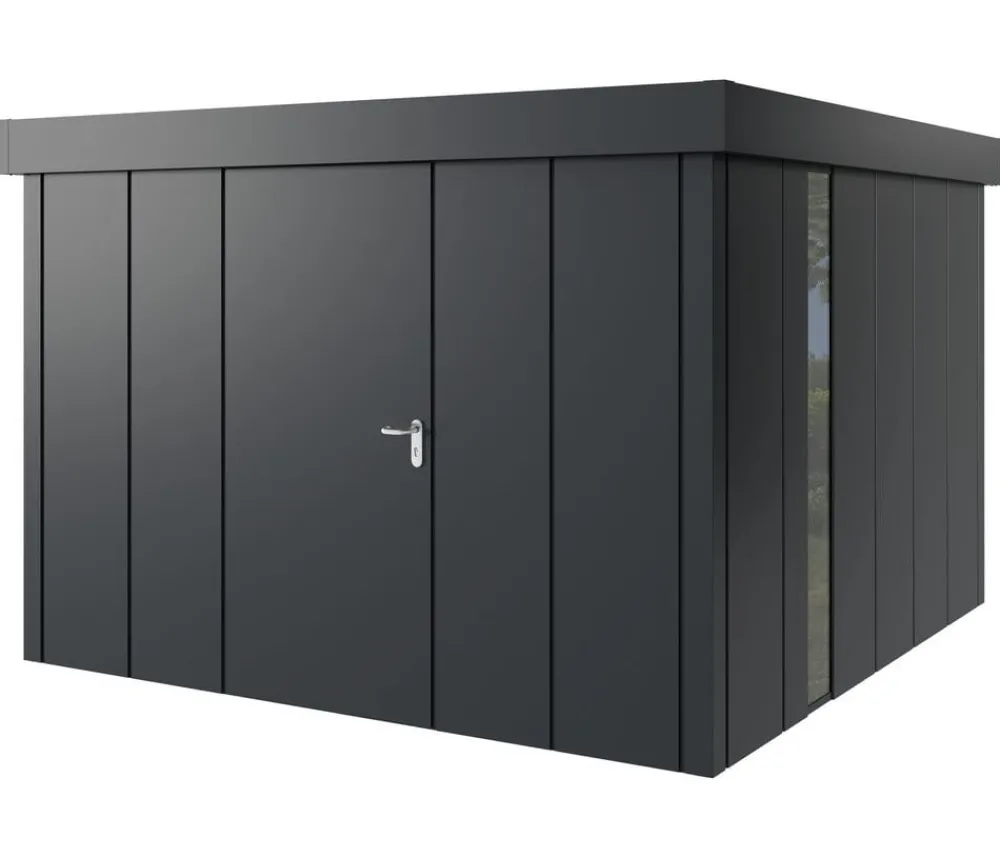 Hörmann Gartenhäuser & Gerätehäuser > Metallgerätehaus Juno JFD14 L-Sk Motiv Design bodentiefes Fenster, ca. B325/H222/T325 cm