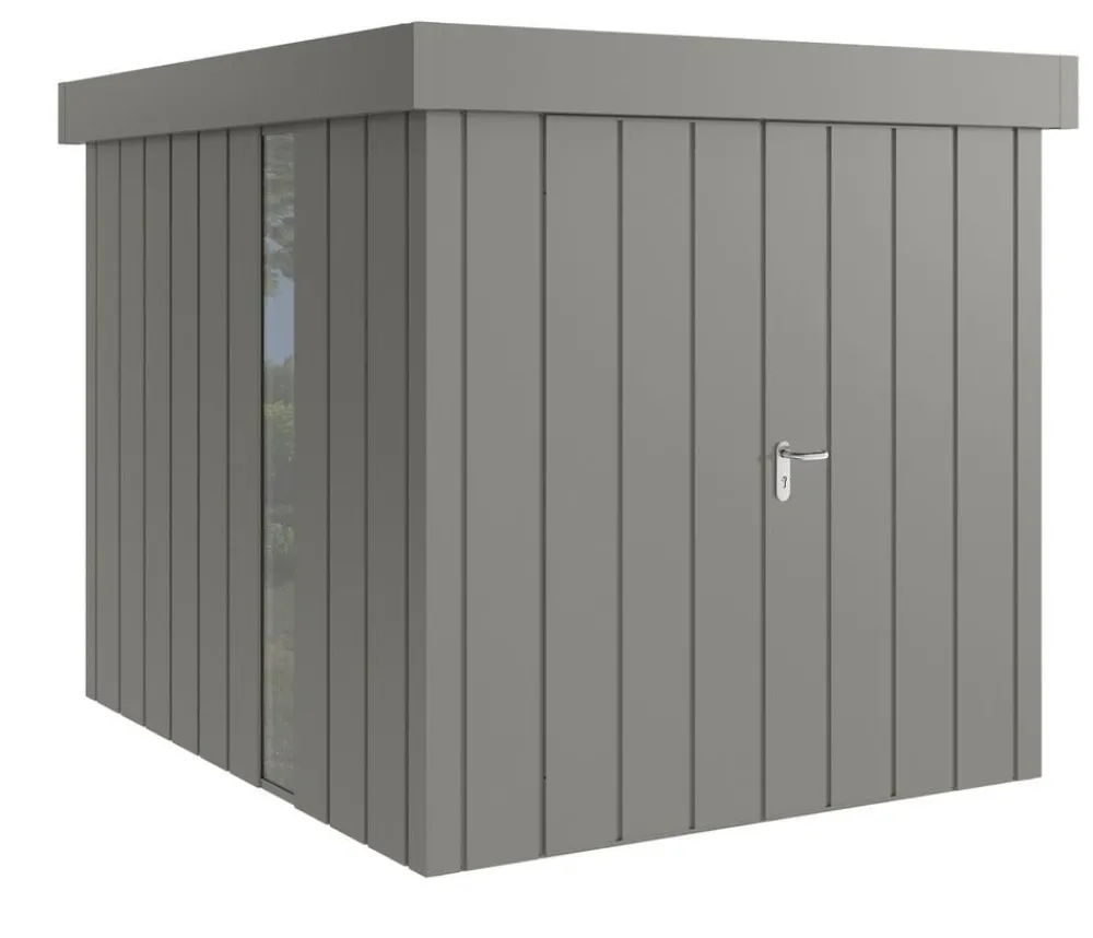 Hörmann Metallgerätehaus Juno JFD6 M-Sk Motiv Modern bodentiefes Fenster mit Doppeltür, ca. B229/H222/T277 cm Graualuminium Discount