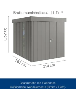 Hörmann Metallgerätehaus Juno JFD6 M-Sk Motiv Modern bodentiefes Fenster mit Doppeltür, ca. B229/H222/T277 cm Graualuminium Discount
