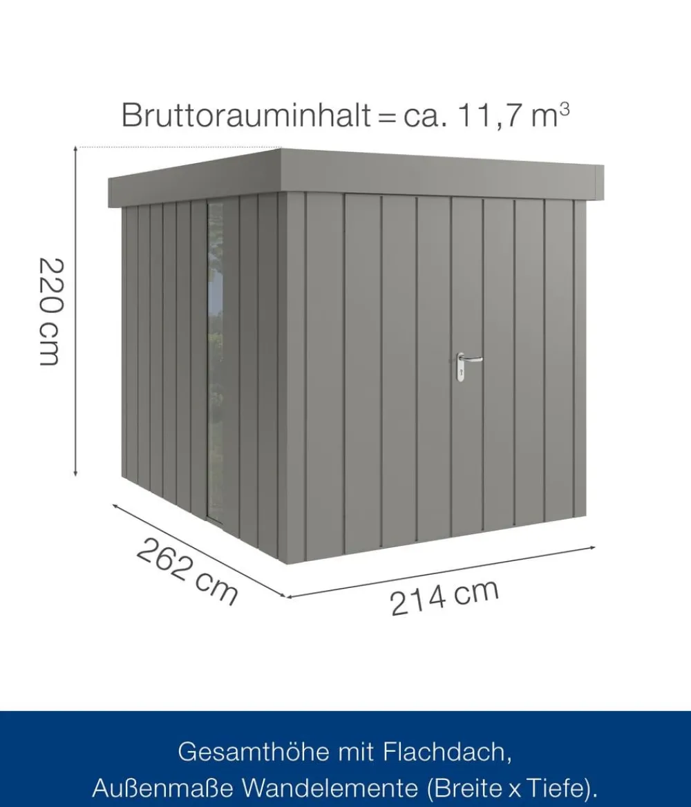 Hörmann Metallgerätehaus Juno JFD6 M-Sk Motiv Modern bodentiefes Fenster mit Doppeltür, ca. B229/H222/T277 cm Graualuminium Discount