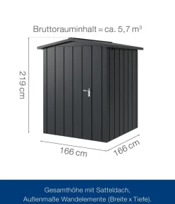 Hörmann Gartenhäuser & Gerätehäuser - Metallgerätehaus Juno JSD2 M-Sk Motiv Modern, ca. B189/H219/T181 cm Graualuminium