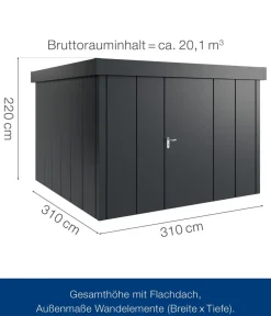 Hörmann Gartenhäuser & Gerätehäuser - Metallgerätehaus Juno JFD14 L-Sk Motiv Design, ca. B325/H222/T325 cm Anthrazit