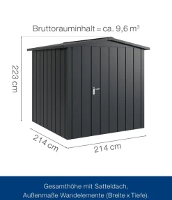 Hörmann Gartenhäuser & Gerätehäuser > Metallgerätehaus Juno JSD5 M-Sk Motiv Modern, ca. B237/H223/T229 cm