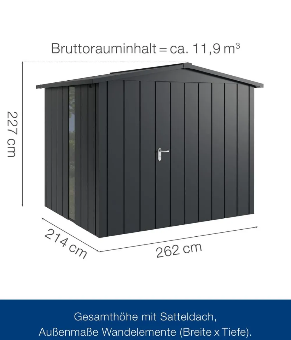 Hörmann Metallgerätehaus Juno JSD9 M-Sk Motiv Modern bodentiefes Fenster, ca. B285/H227/T237 cm Anthrazit Sale