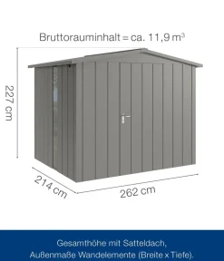 Hörmann Metallgerätehaus Juno JSD9 M-Sk Motiv Modern bodentiefes Fenster, ca. B285/H227/T237 cm Graualuminium